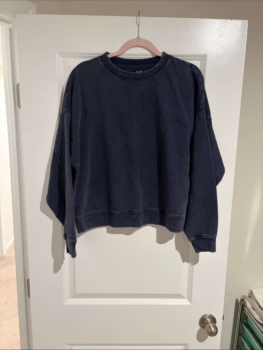 GAP Oversized Washed Navy Crew Sweatshirt